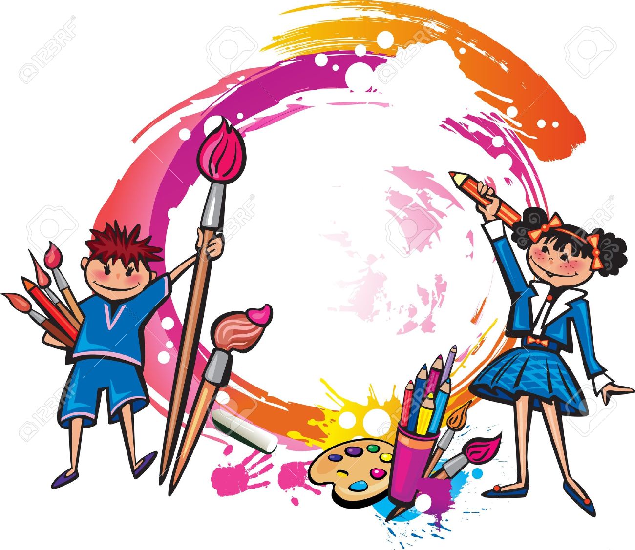 1300x1127 Colorful Banner With Children Drawing Royalty Free Cliparts