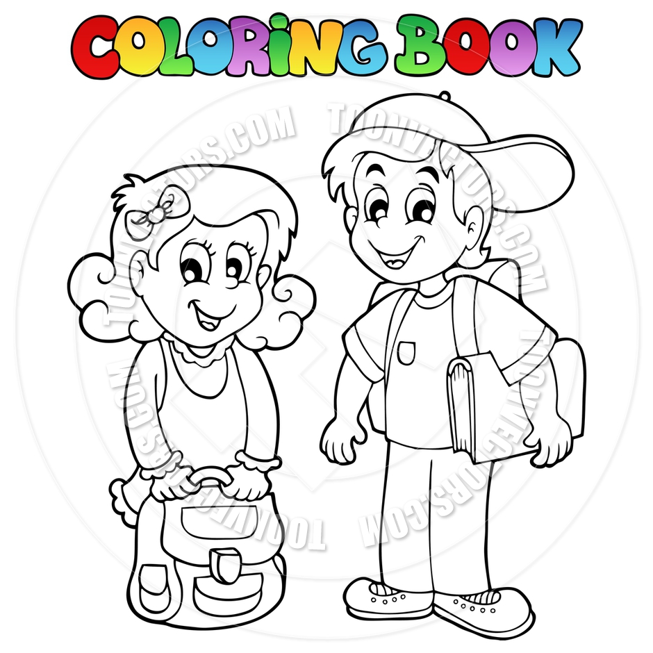 940x940 Cartoon Coloring Book School Kids By Clairev Toon Vectors Eps