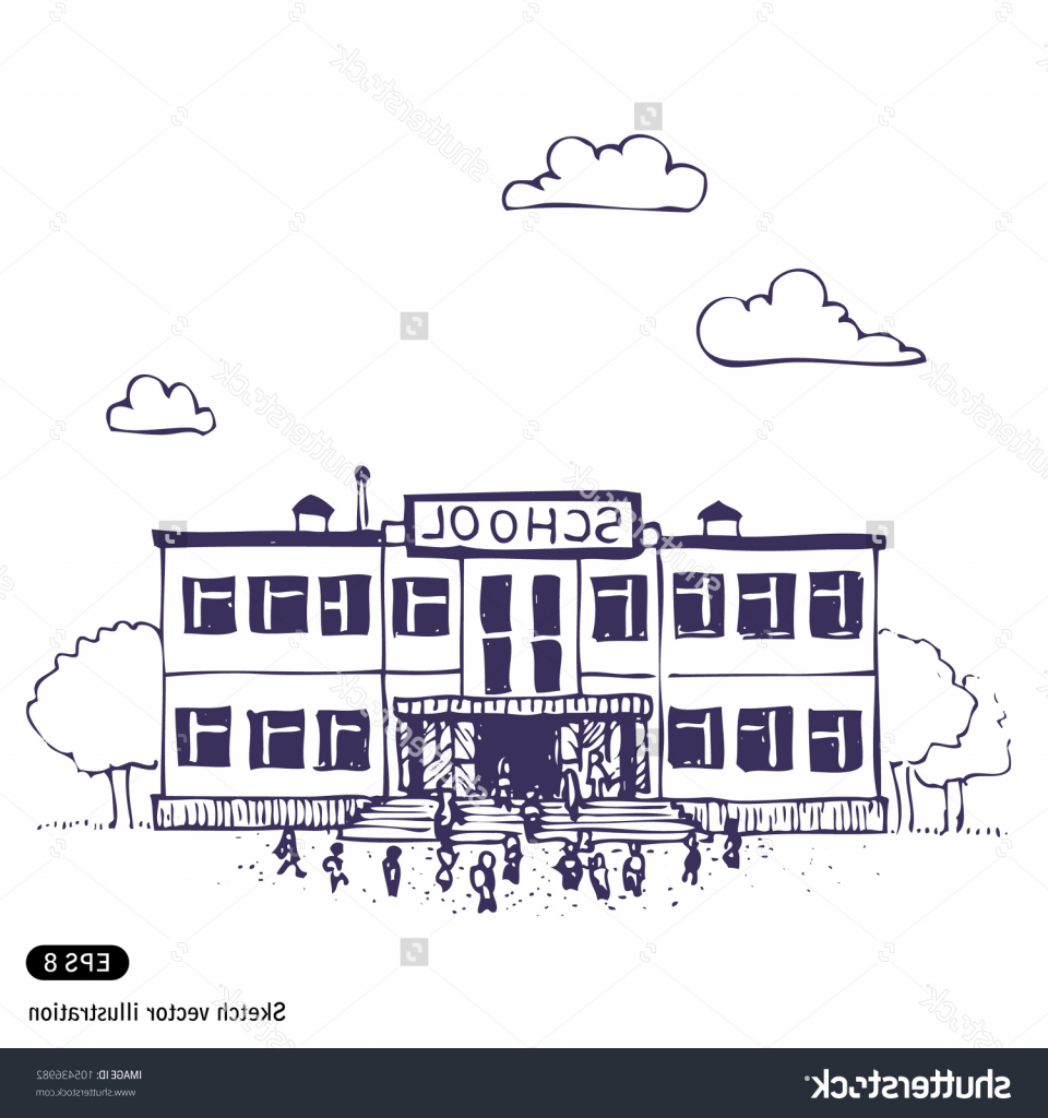 960x1024 Simple School Sketch Simple Drawing Of A School School Building
