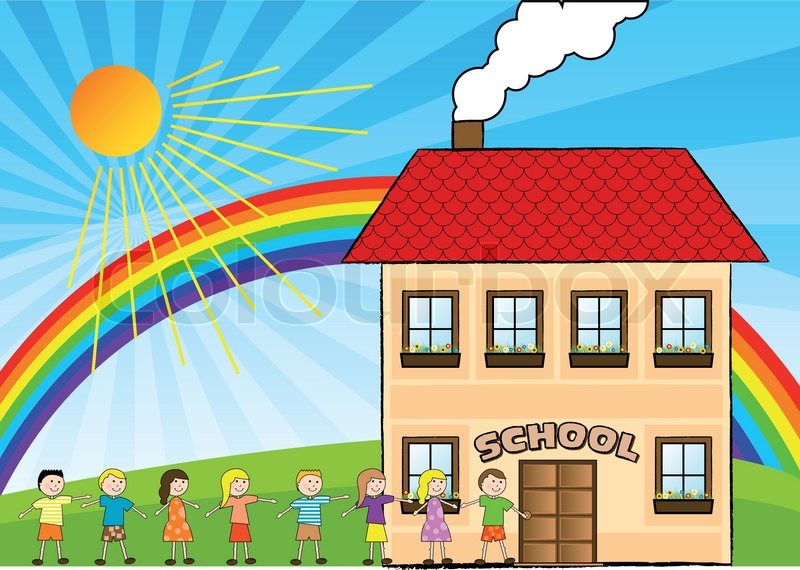 800x570 Children Are Going To The School Stock Vector Colourbox