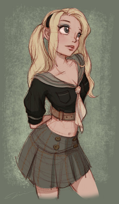 400x682 School Girl Drawing.