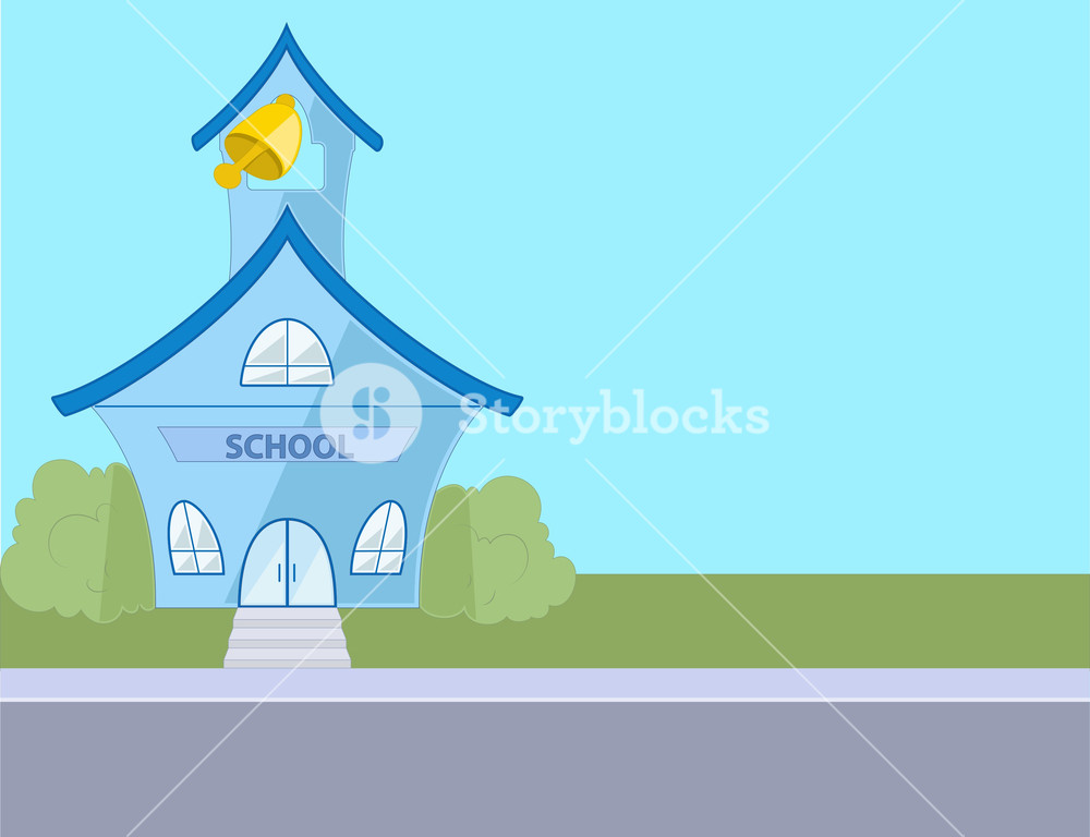 1000x768 Colored Cartoon School House Drawing Royalty Free Stock Image