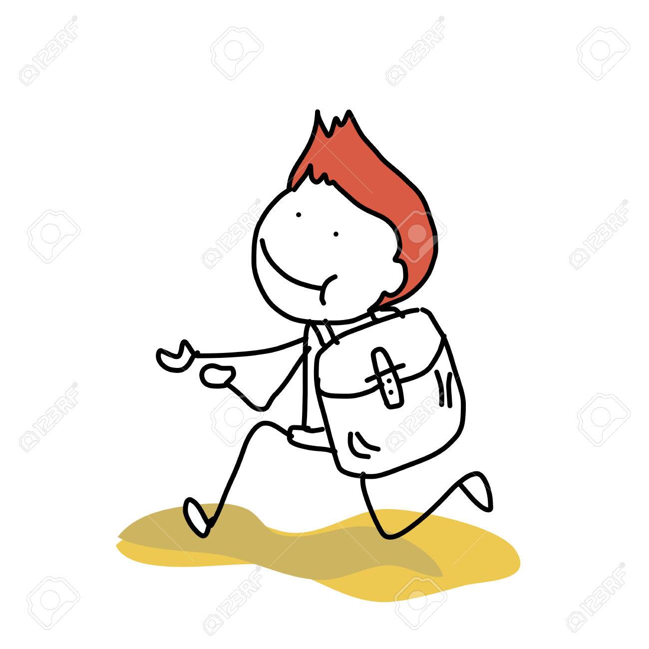 1300x1300 Hand Drawing Cartoon Happy Kid Back To School Royalty Free