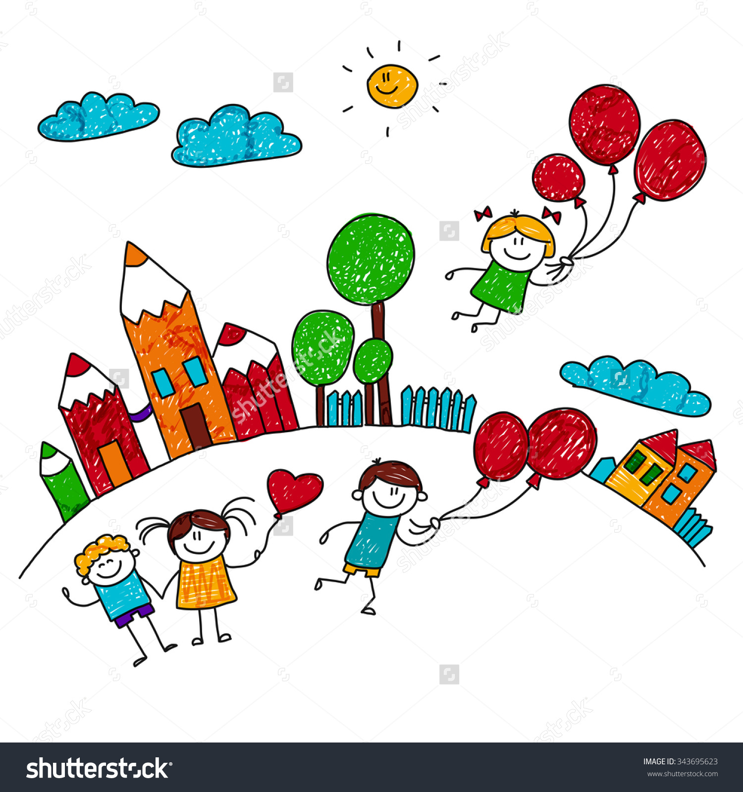 1500x1600 School Drawing For Kids