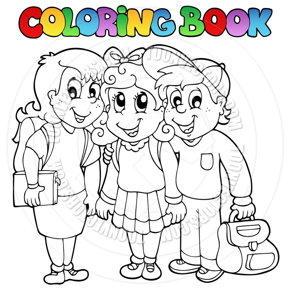 940x940 Cartoon Coloring Book School Kids By Clairev Toon Vectors Eps