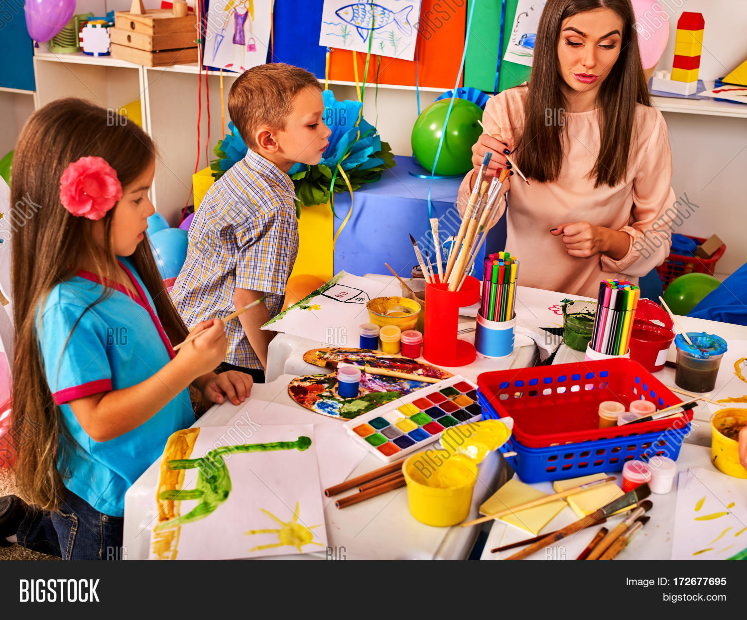 1500x1245 Children Painting Drawing Kids Club Image Amp Photo Bigstock