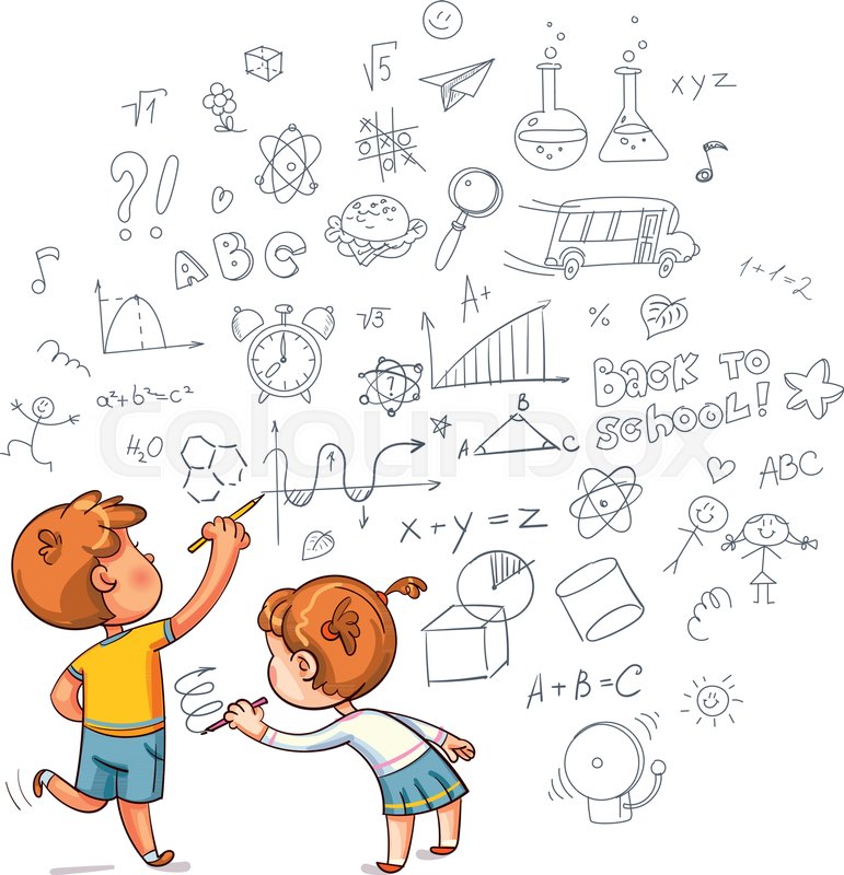 771x800 Kids Drawing. Boy And Girl Draw A Doodle On The Wall. Draw