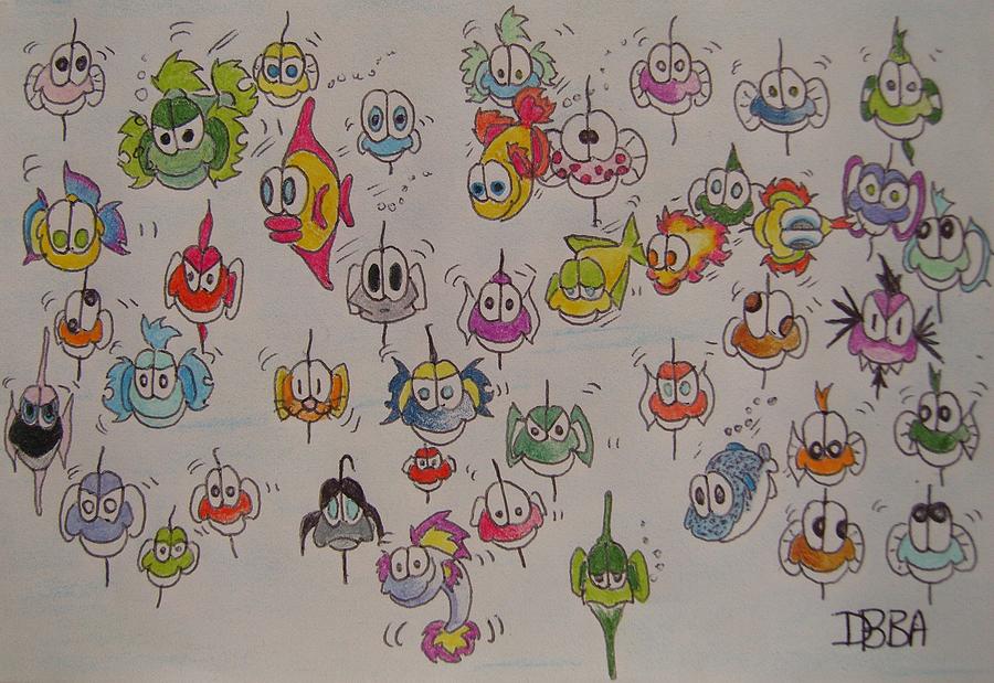 900x619 School Of Fish Drawing By Dan Anning