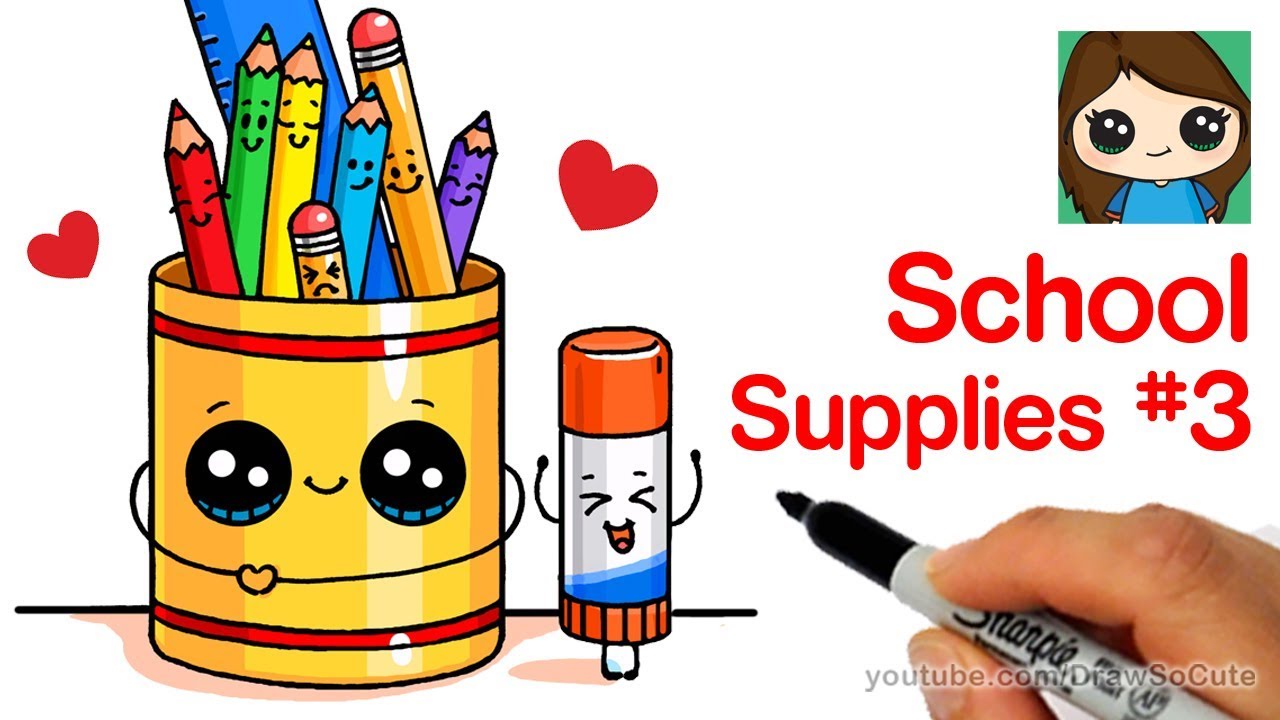 1280x720 How To Draw Cute Back To School Supplies Easy