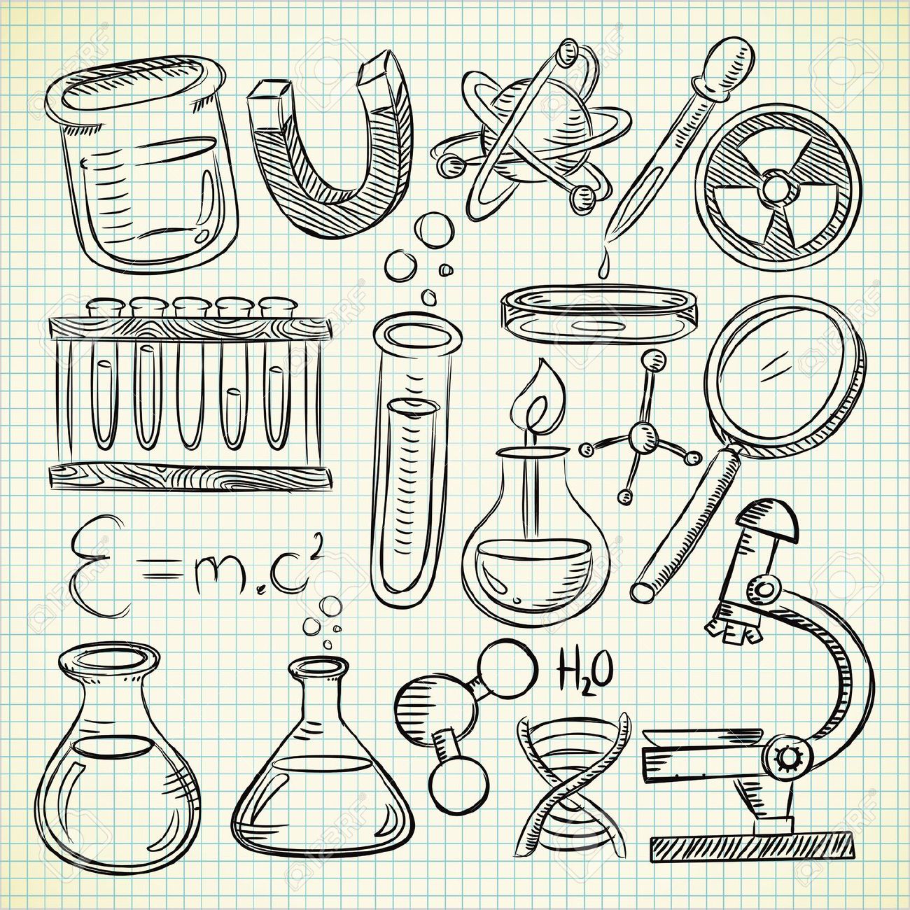 1300x1300 15058775 Set Of Science Stuff In Doodle Style Stock Vector Science