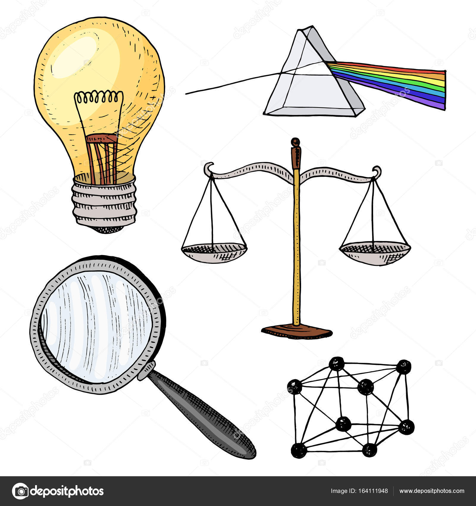 1600x1700 Lightbulb And Prism, Crystal Lattice And Scale With Magnifying