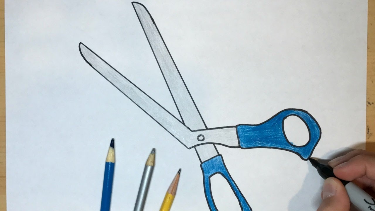 1280x720 How To Draw Scissors Simple Drawing Tutorial