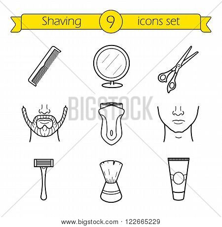 450x459 Shaving Linear Icons Set. Barber Vector Amp Photo Bigstock