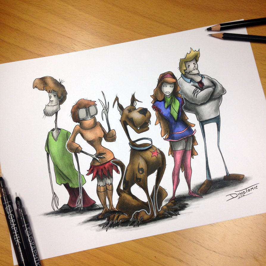 894x894 Scooby Doo Gang Creepy Drawing By Atomiccircus