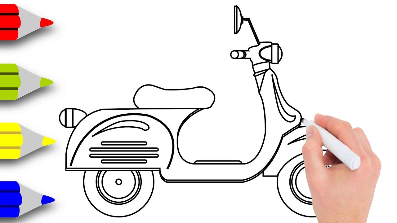 1280x720 Kids Drawing Videos How To Draw Scooter Drawing For Kids Step