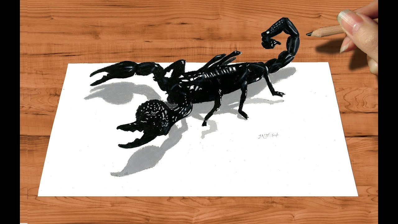 1280x720 3d Pencil Drawing Emperor Scorpion How To Draw Animals