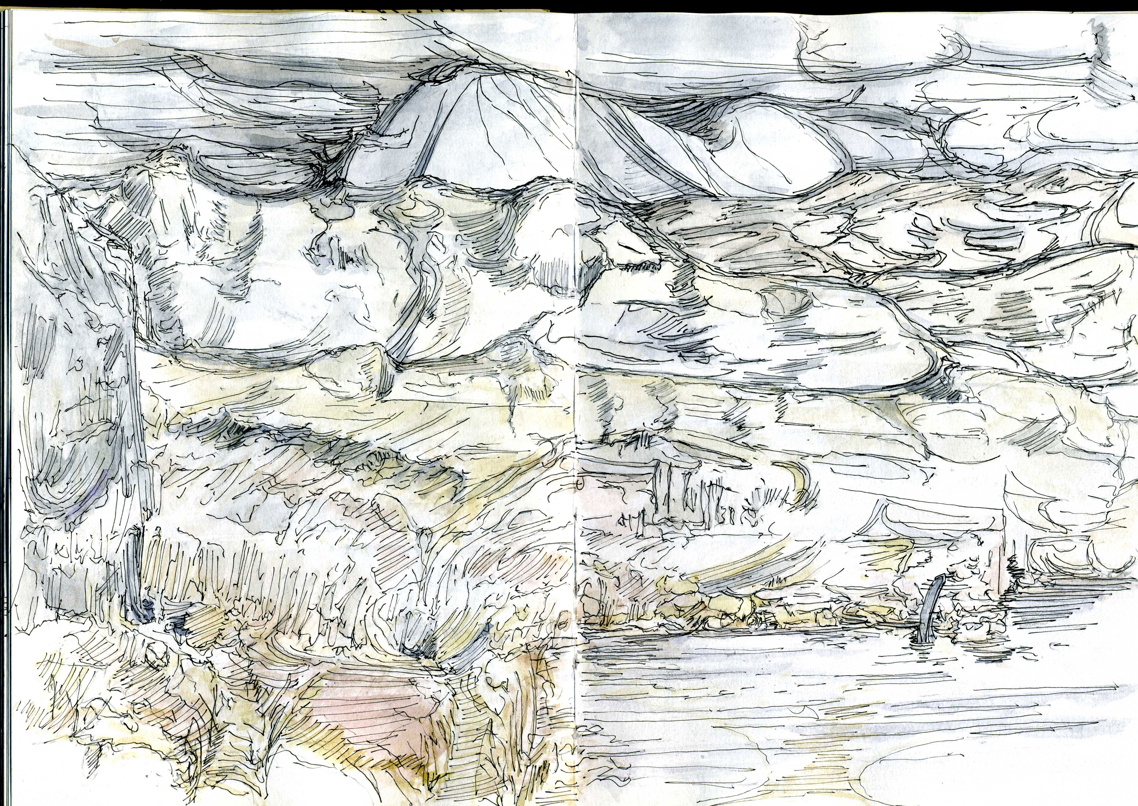 4580x3247 Drawings Landscapes Scotland Whitemarkarts
