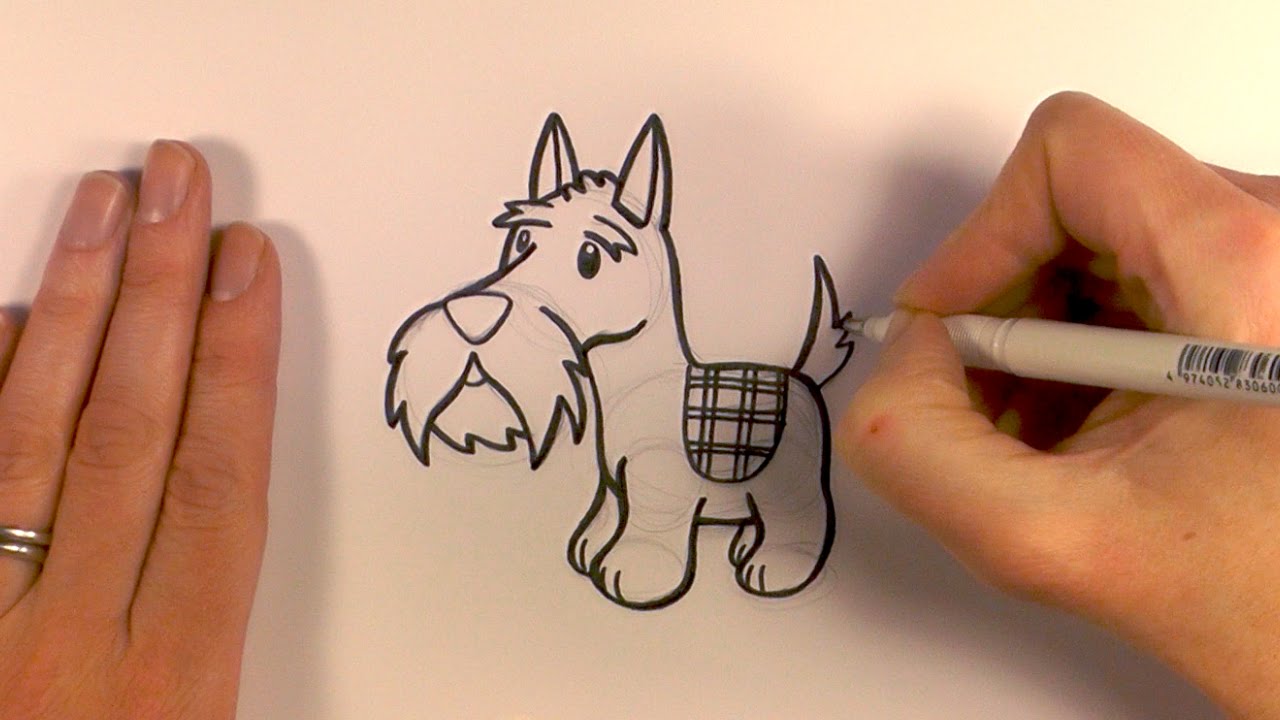 1280x720 How To Draw A Cartoon Scottish Terrier