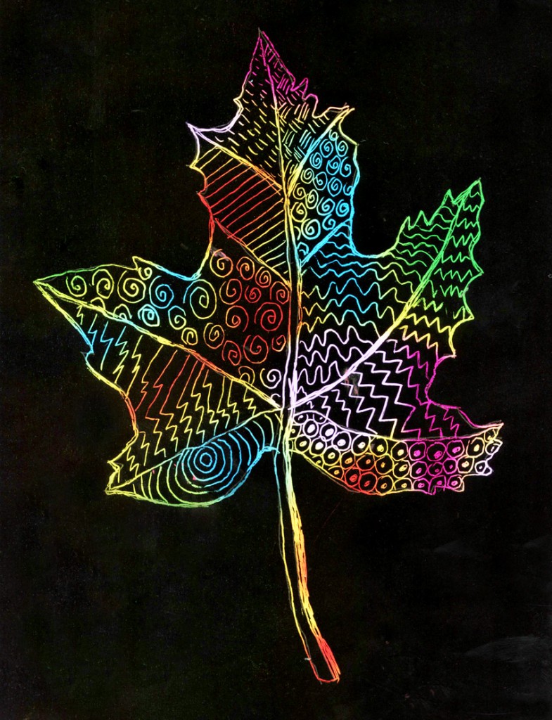 785x1024 Scratch Art Leaf Drawing