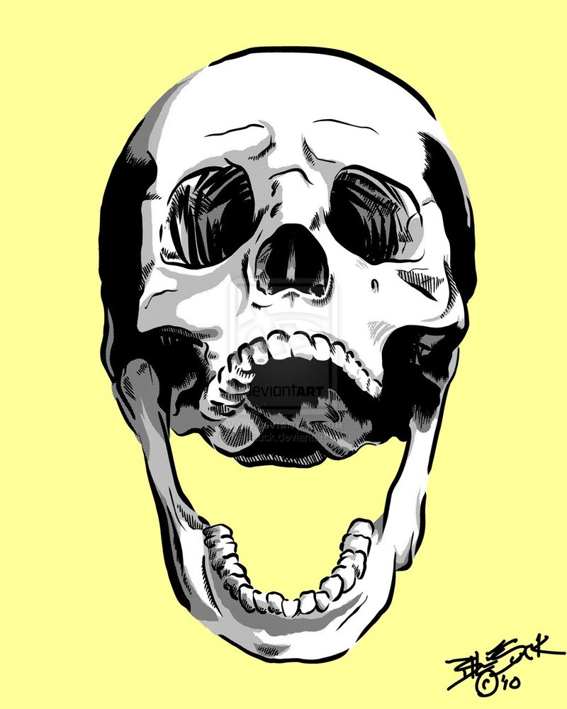 800x1000 Screaming Skull Drawing