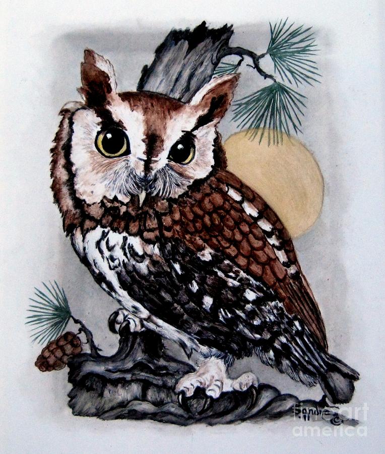 764x900 Eastern Screech Owl Painting By Sandra Maddox