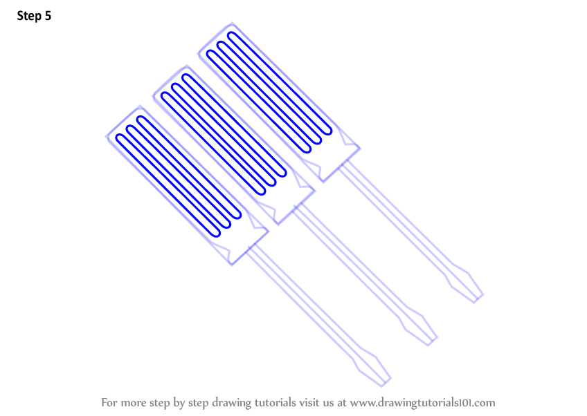 848x602 Learn How To Draw Screwdriver Set (Tools) Step By Step Drawing