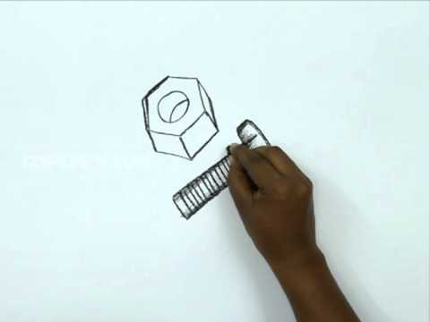 480x360 How To Draw A Screw And Nut