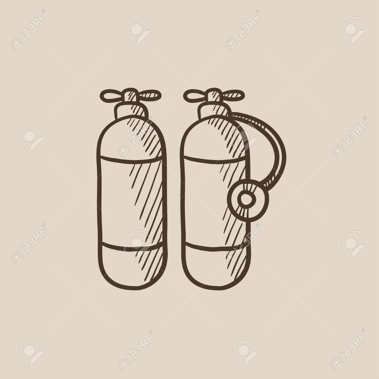 1300x1300 Oxygen Tank Sketch Icon For Web, Mobile And Infographics. Hand