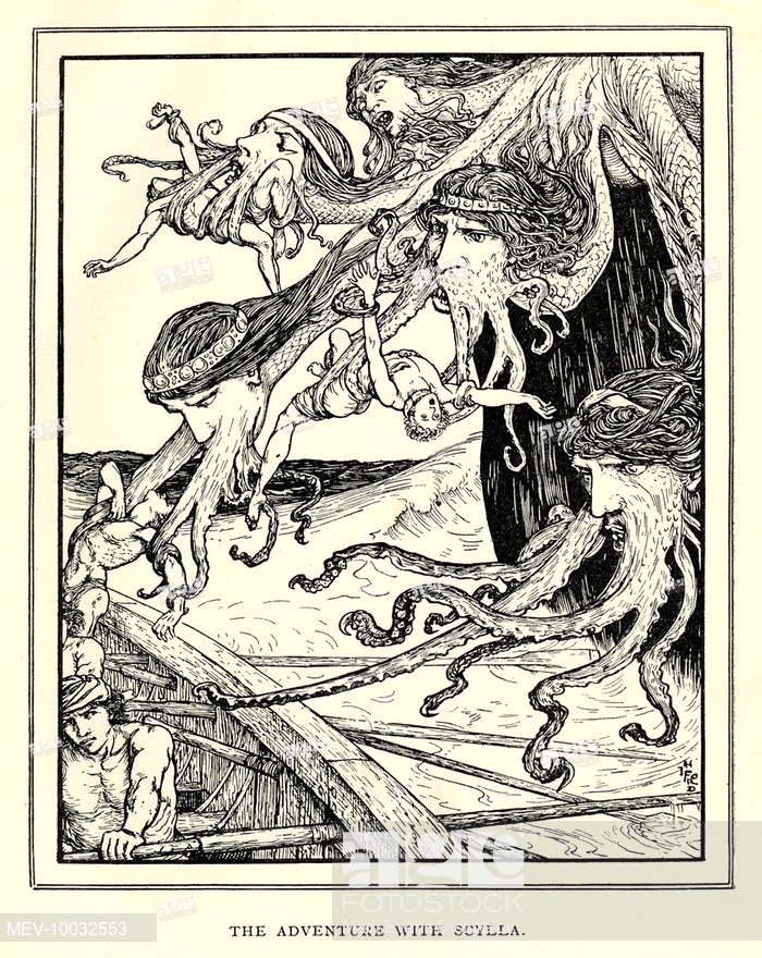 700x880 Scylla, Six Headed Monster Who Lived In A Cave Next To