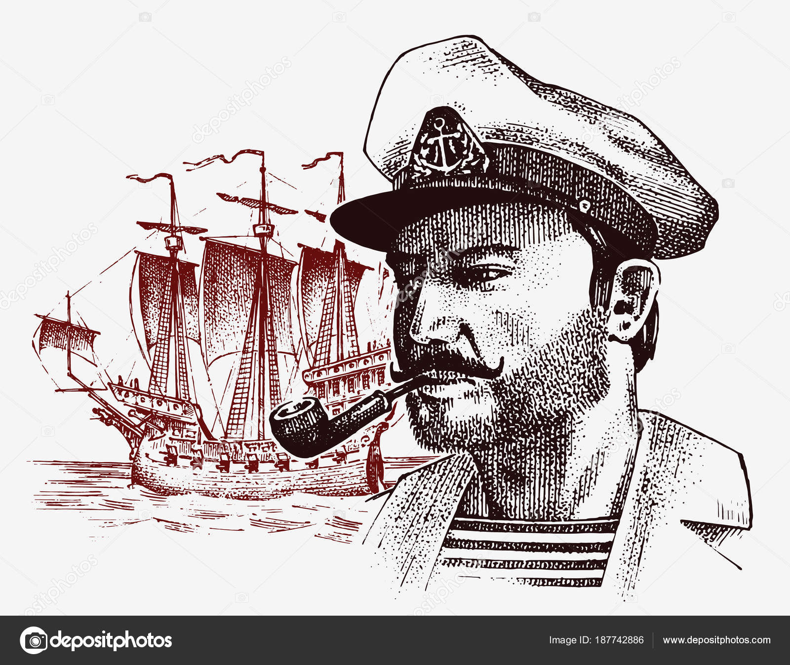 1600x1348 Sea Captain Against The Background Of Sailboat, Marine Sailor