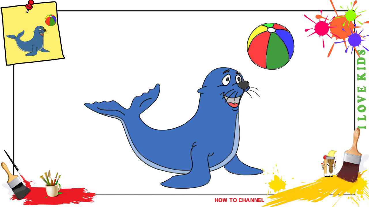 1280x720 How To Draw A Seal Simple, Easy Amp Slowly Step By Step For Kids