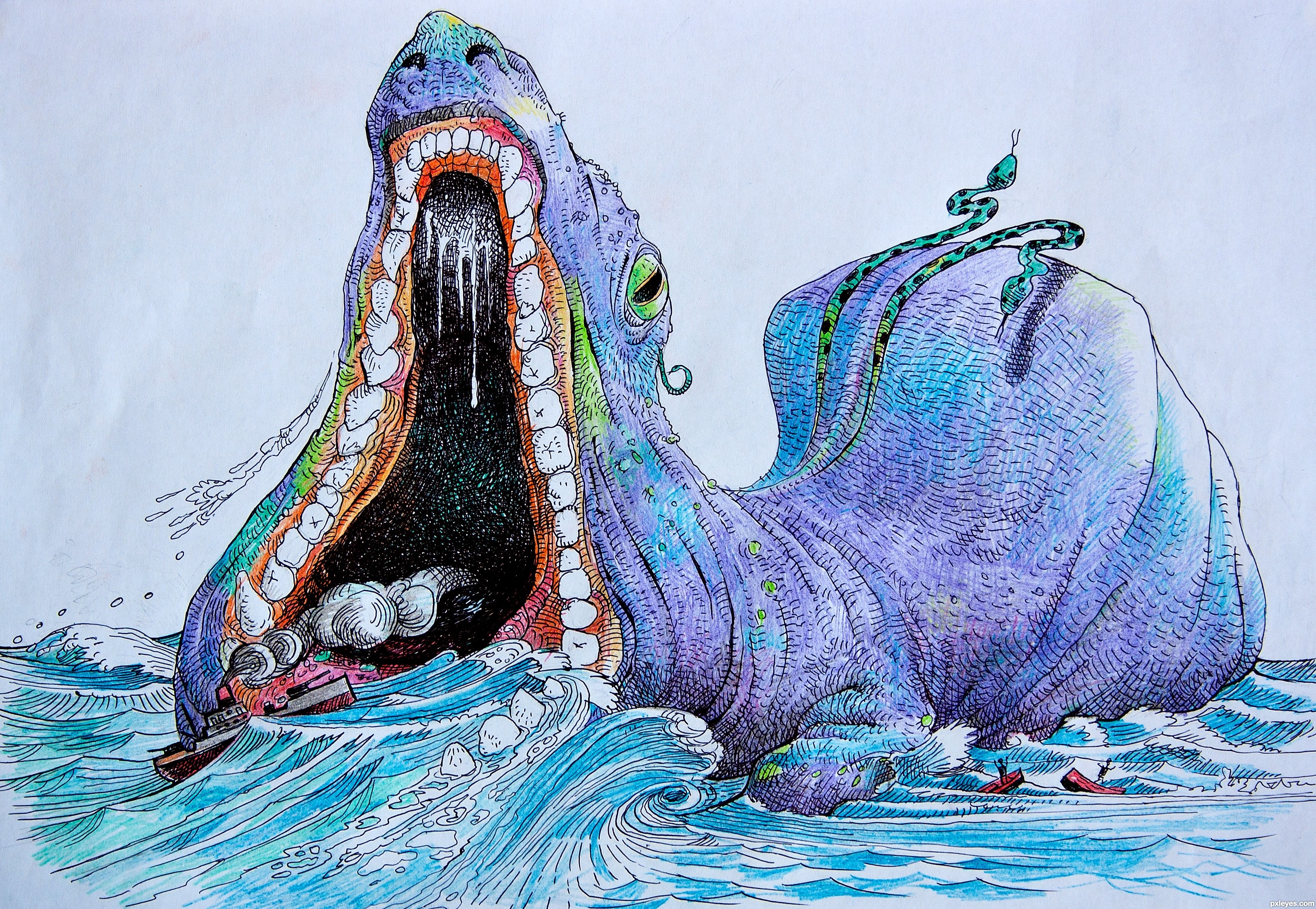 3219x2224 Sea Monster Picture, By Roon For Horror Creatures Drawing Contest