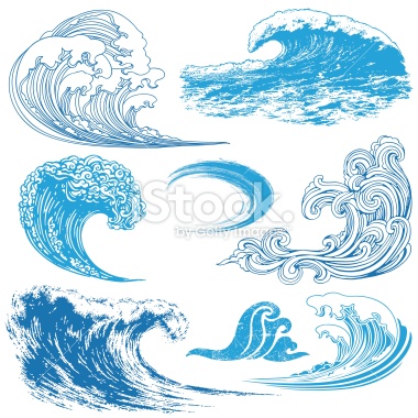 380x380 Collection Of Waves In Different Techniques. Vector Art, Art