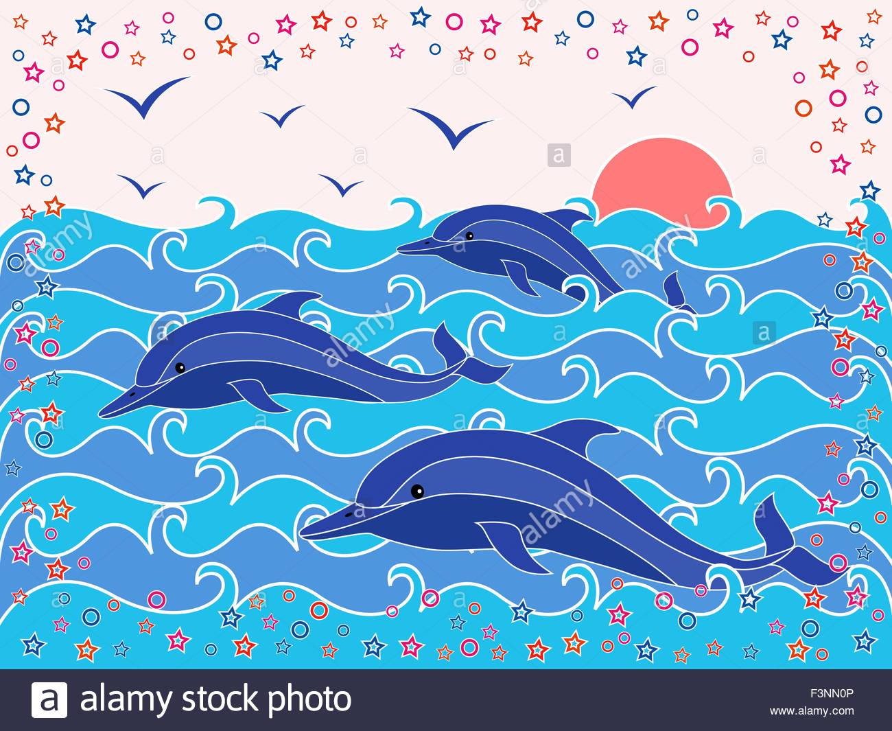 1300x1065 Three Dolphins In The Sea Waves