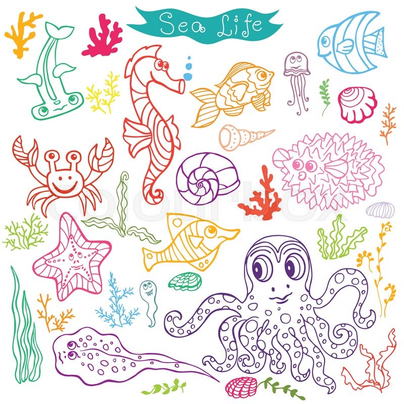800x800 Sea Life Animals Set.fsh, Octopus, Crab, Seahorse With Coral