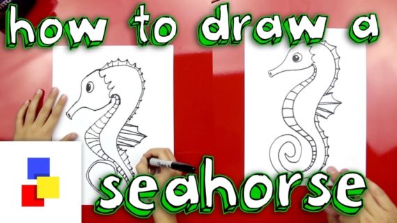 570x320 How Draw A Seahorse Sea Horse Sea Creatures Easy Drawing How