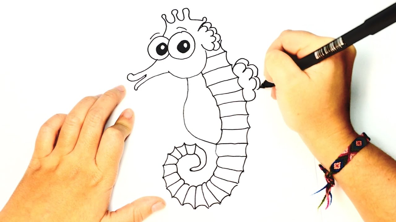 1280x720 How To Draw A Seahorse For Kids Sea Horse Easy Draw Tutorial