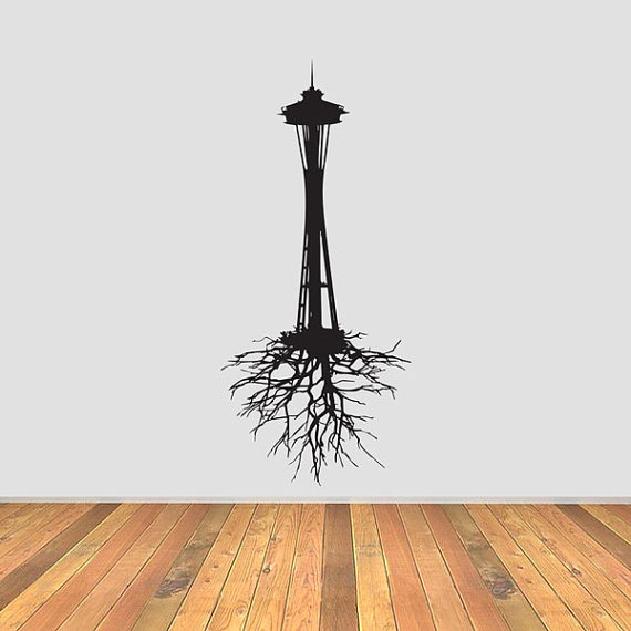 570x570 Seattle Space Needle With Roots Vinyl Decal By Currentcutsvinyl