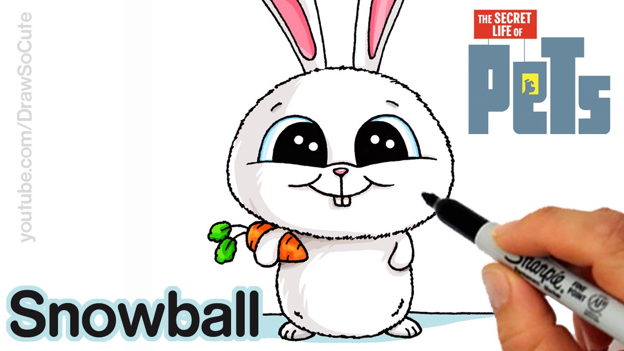 1280x720 How To Draw Snowball Step By Step Easy The Secret Life Of Pets