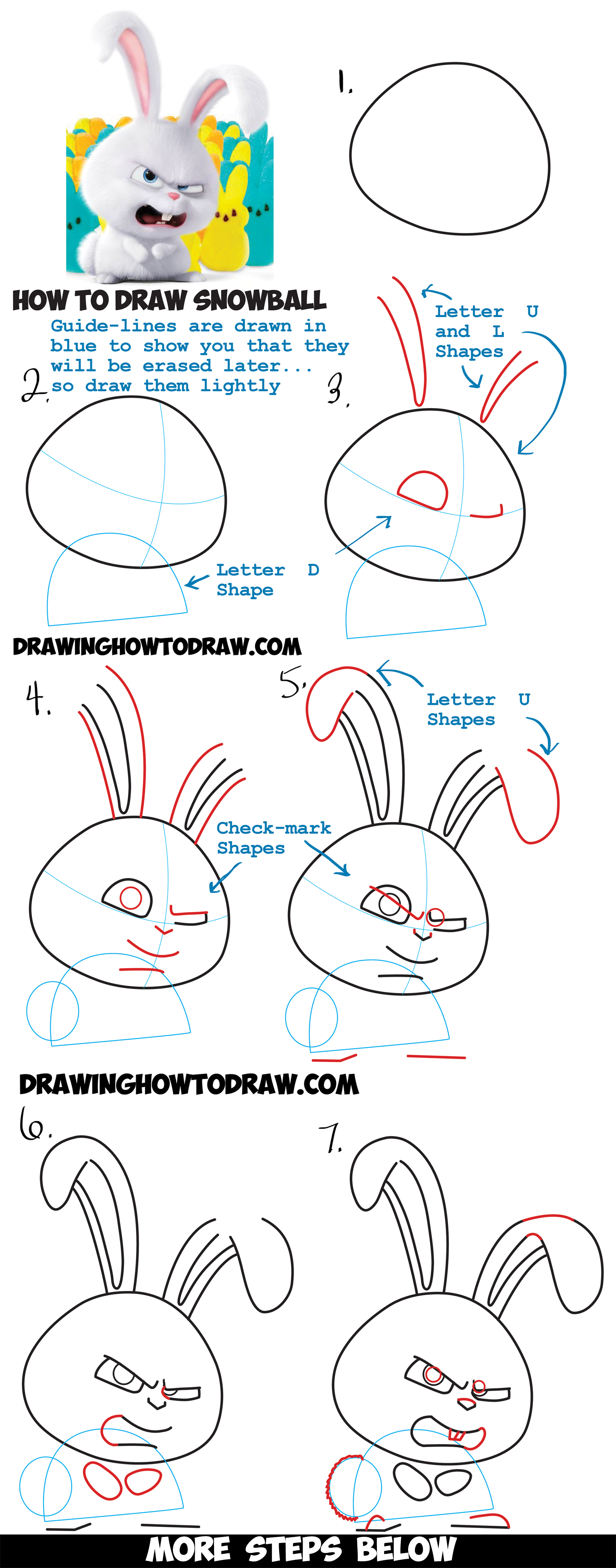 1600x4074 How To Draw Snowball The Bunny Rabbit From The Secret Life Of Pets