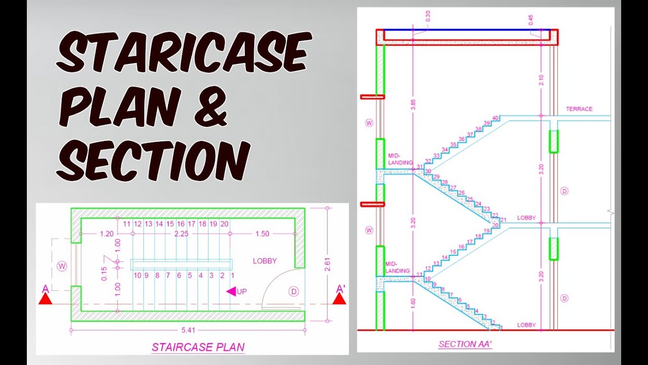 1280x720 How To Draw Staircase Plan Amp Section In Autocad