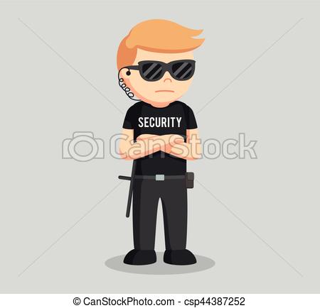 450x434 Security Guard Standing Pose Clipart Vector