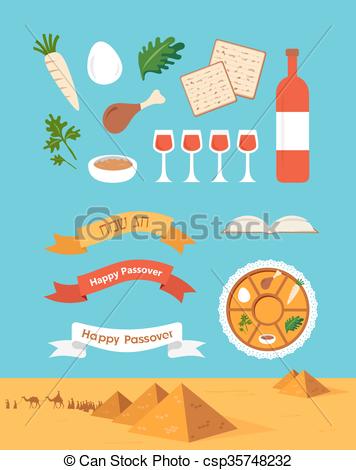 356x470 Passover Seder Plate With Flat Trasitional Icons Over A Vectors