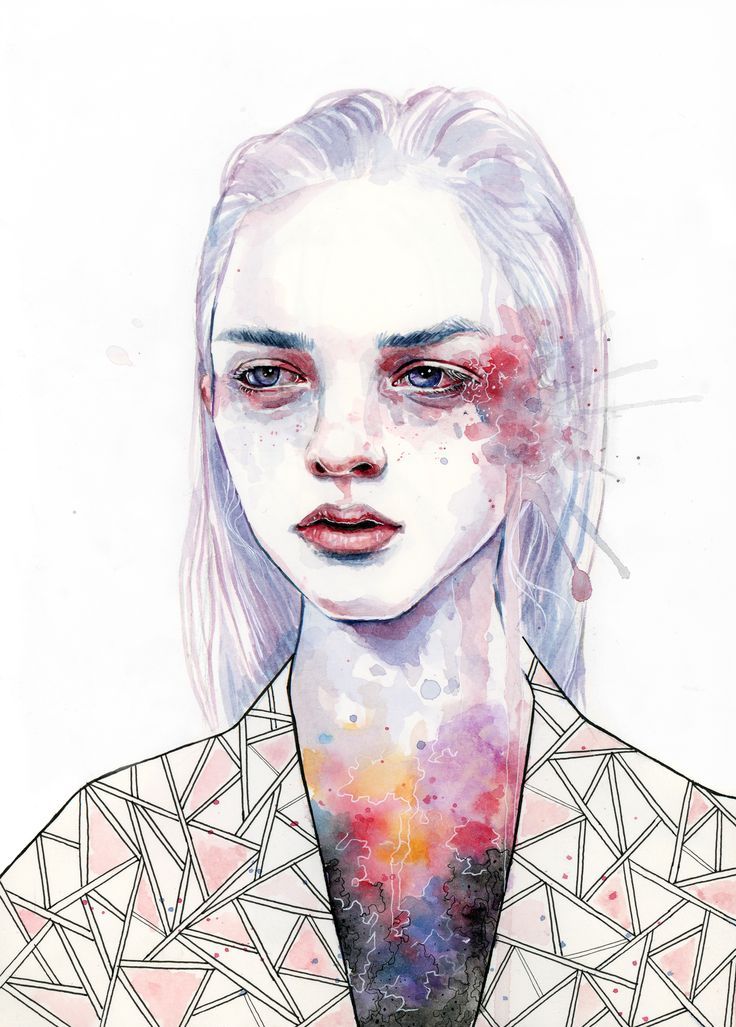 736x1027 Watercolour And Pen Self Portrait