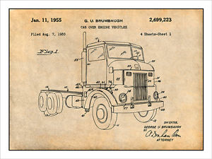 300x225 1950 Peterbuilt Cab Over Diesel Semi Truck Patent Print Art