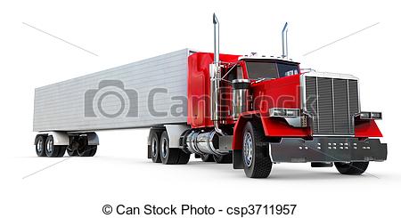 450x245 Big 18 Wheeler. An 18 Wheeler Semi Truck On White. Stock