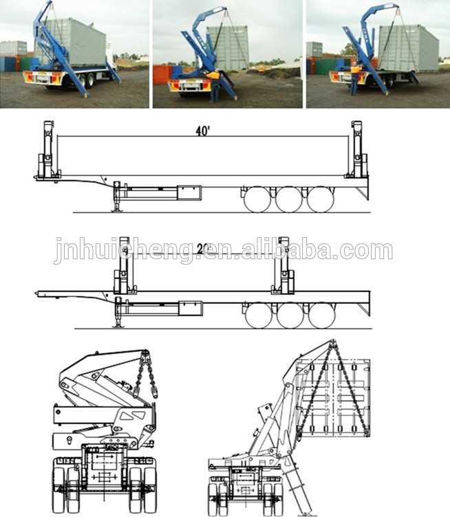 654x752 3 Axle Container Side Loader Semi Trailer,40 Ft Skeleton Side