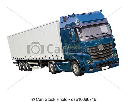 450x357 A Modern Semi Trailer Truck Isolated On White Background Drawing