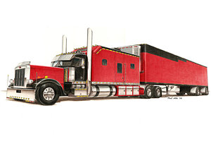 300x200 Semi Truck Drawings Fine Art America
