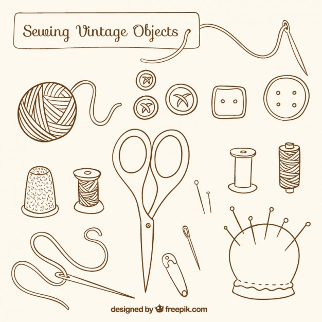 626x626 Hand Drawn Sewing Vintage Objects Vector Free Download